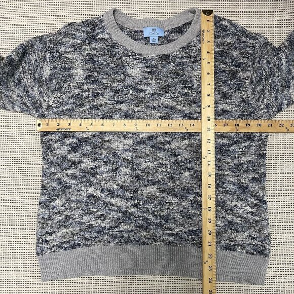 CeCe Womens Marled Knit Sweater Gray White Blue Acrylic Blend Medium - Picture 6 of 6